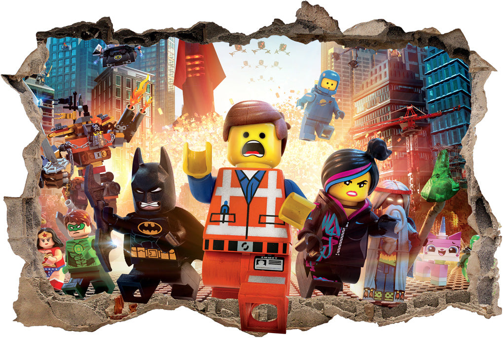 Lego Movie 3D Smashed Broken Wall Illusion Decal Wall Sticker H152