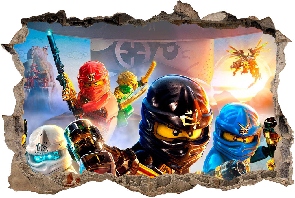 Lego Ninjago 3D Smashed Broken Wall Decal Wall Sticker H153