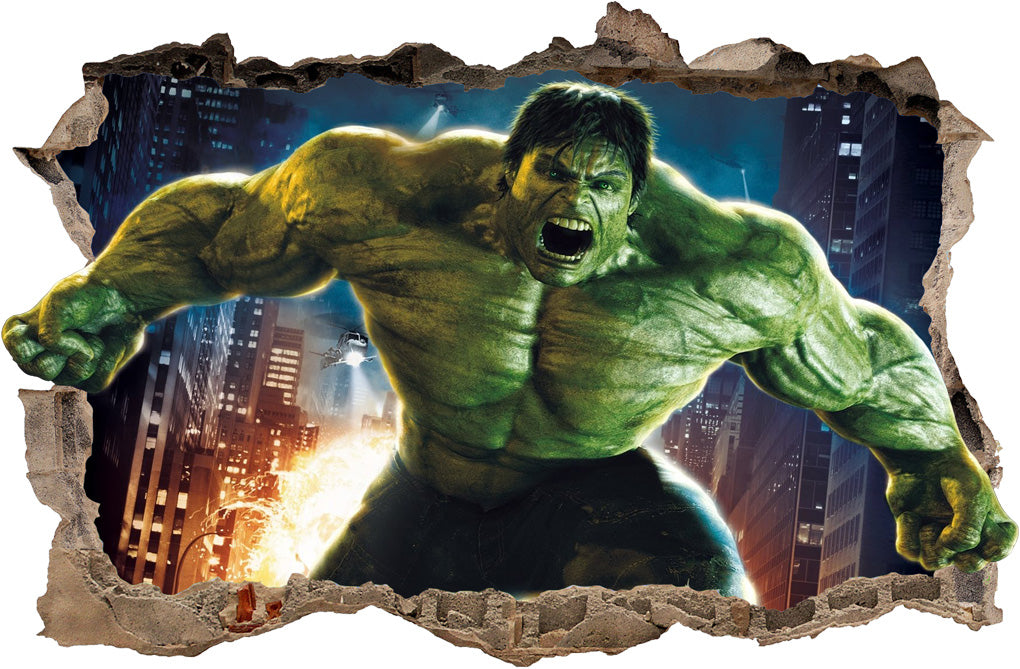 L’incroyable Hulk 3D Smashed Wall Decal Wall Sticker H154