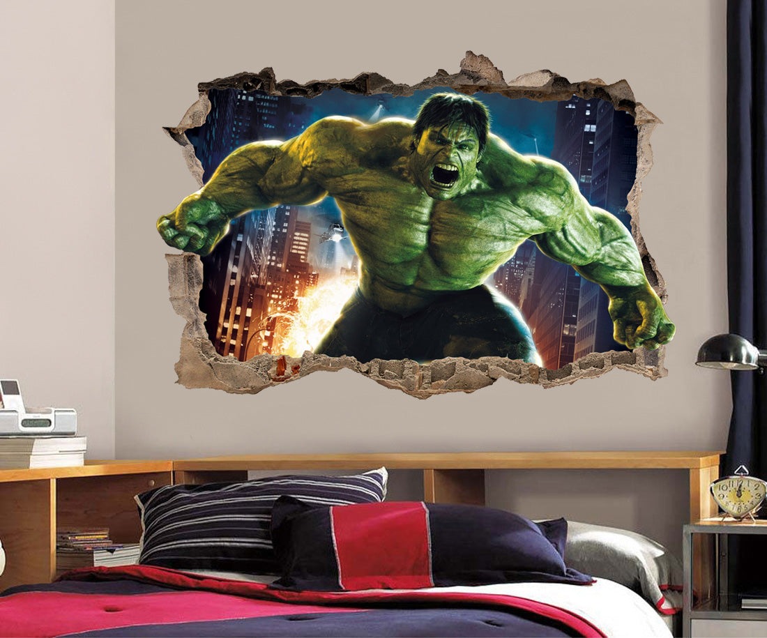 L’incroyable Hulk 3D Smashed Wall Decal Wall Sticker H154
