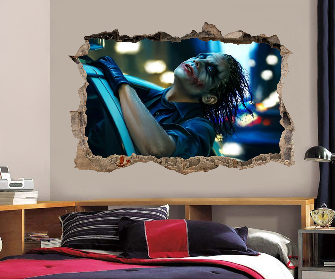 The Joker Police Ride Batman 3D Smashed Wall Decal Wall Sticker H160