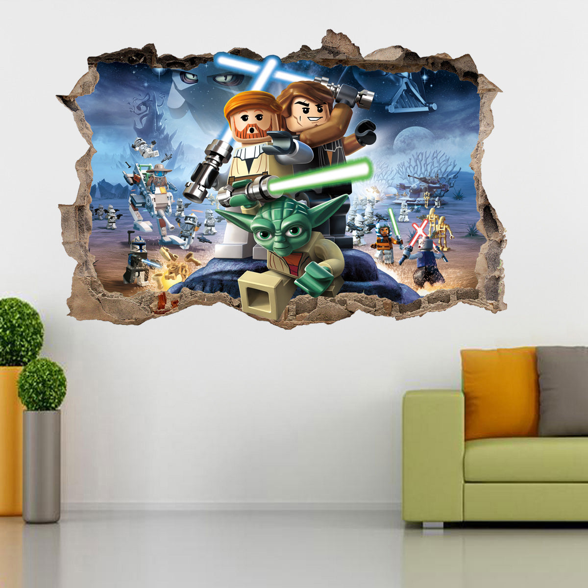 Lego Star Wars 3D brisé cassé sticker mural autocollant mural H162