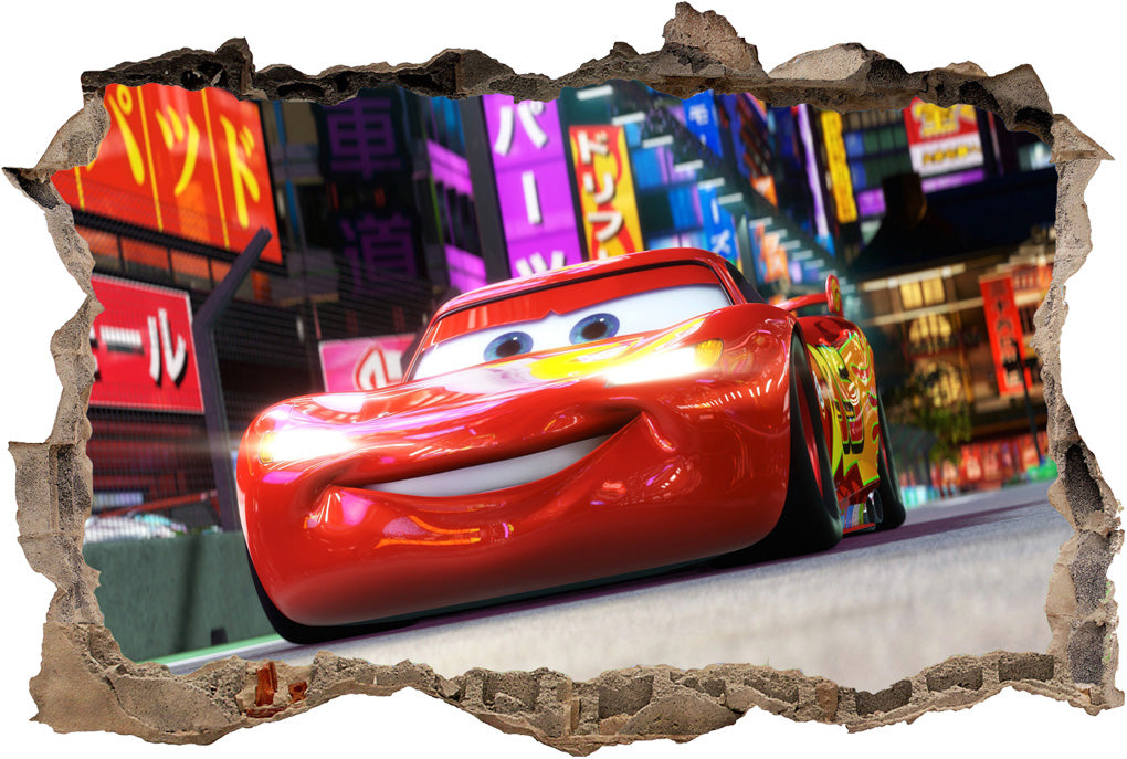 Lightning McQueen Disney Cars 3D Smashed Broken Decal Wall Sticker H164