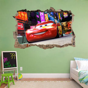 Lightning McQueen Disney Cars 3D Smashed Broken Decal Wall Sticker H164