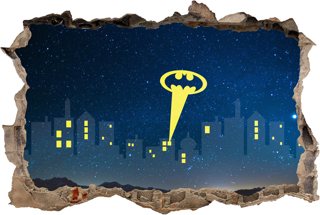 Gotham City Skyline Batman 3D Smashed Wall Decal Wall Sticker H170