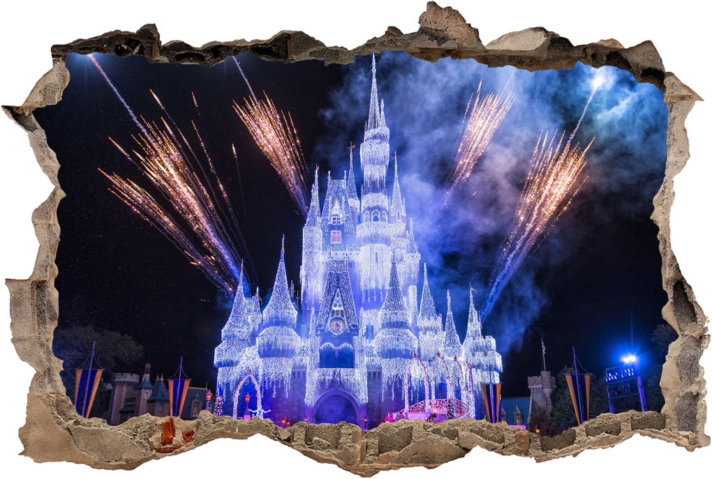 Disney Castle 3D Smashed Broken Decal Wall Sticker H173