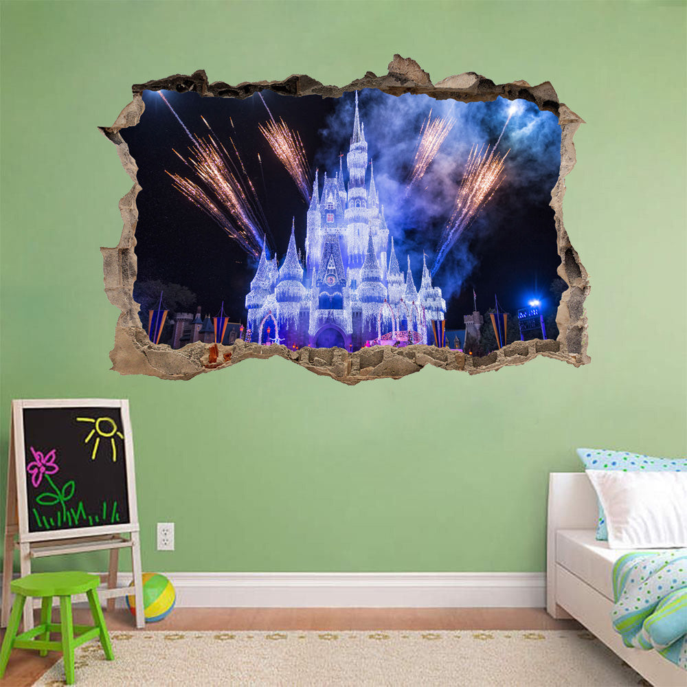Disney Castle 3D Smashed Broken Decal Wall Sticker H173