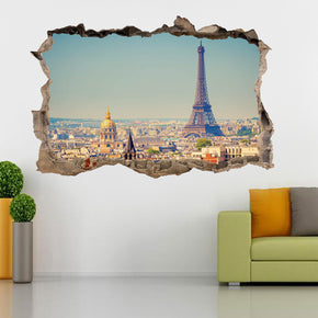 Eiffel Tower Paris 3D Smashed Broken Decal Wall Sticker H174
