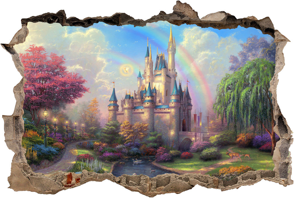 Fantasy Princess Castle 3D Smashed Broken Decal Wall Sticker H175