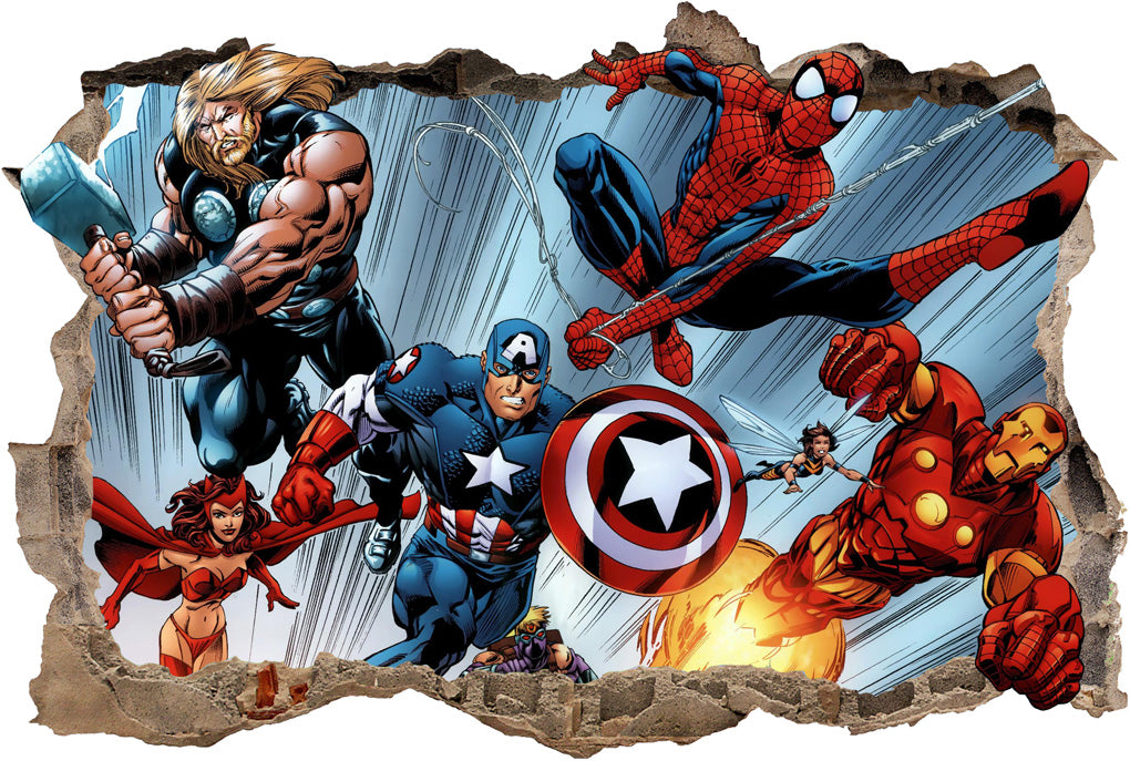 The Avengers 3D Smashed Broken Decal Wall Sticker H177
