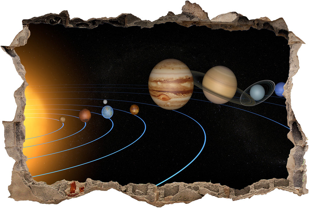 Solar System Planets 3D Smashed Broken Decal Wall Sticker H179