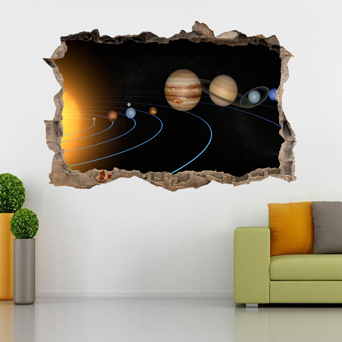 Solar System Planets 3D Smashed Broken Decal Wall Sticker H179