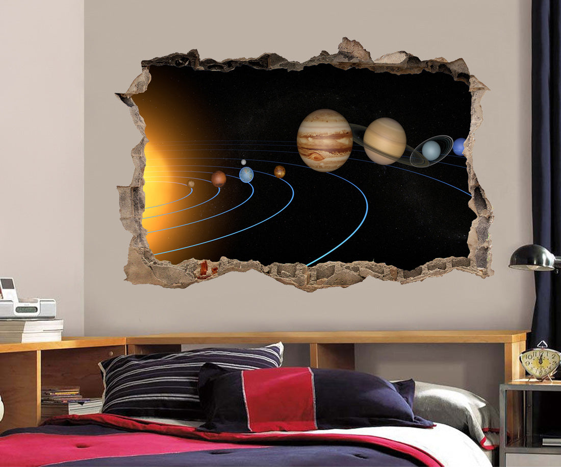 Solar System Planets 3D Smashed Broken Decal Wall Sticker H179