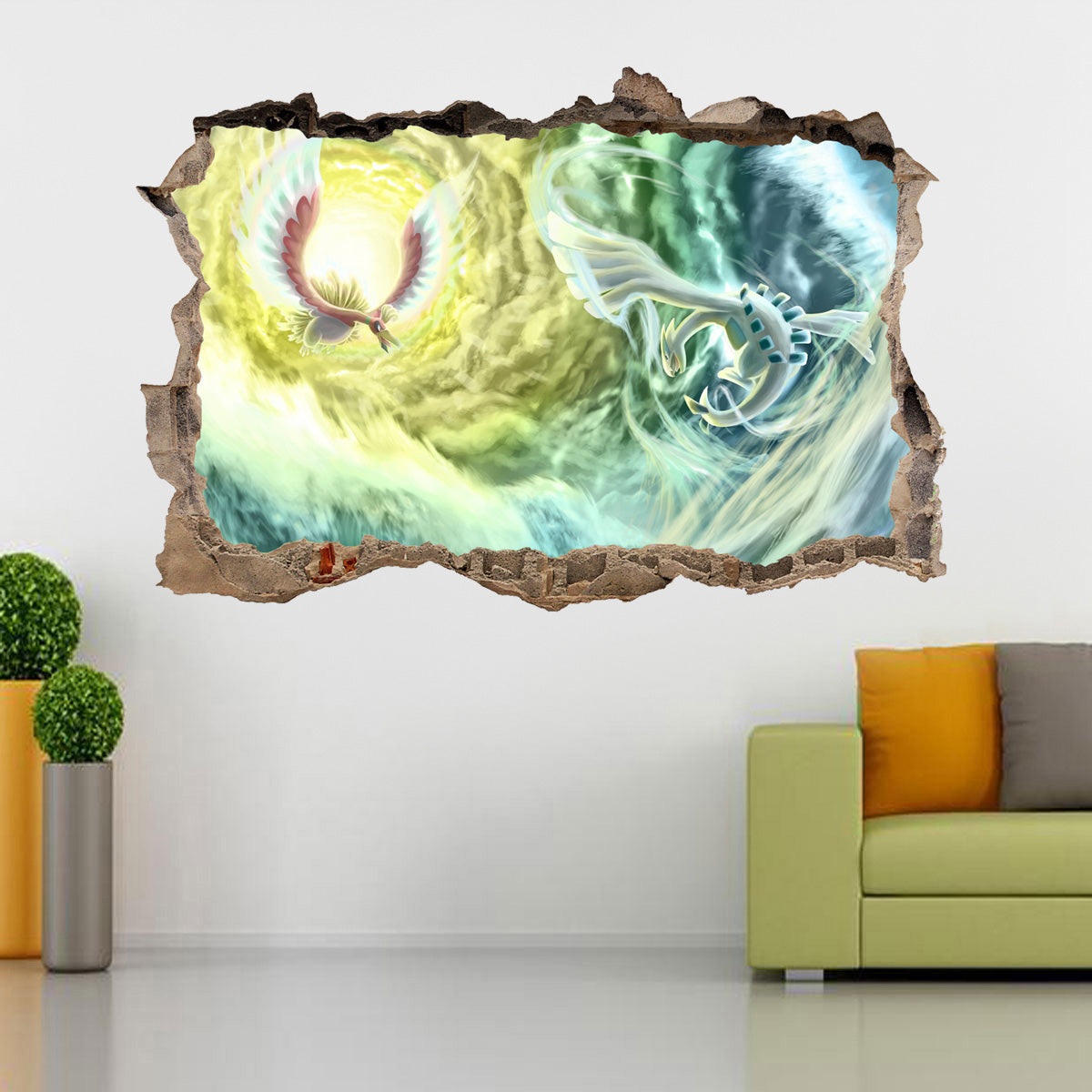 Sky Pokemon 3D Smashed Wall Decal Removable Sticker Decor Art Mural H180