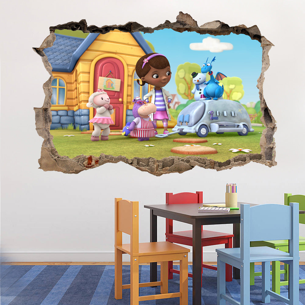 Doc McStuffins Disney 3D Smashed Broken Decal Wall Sticker H186