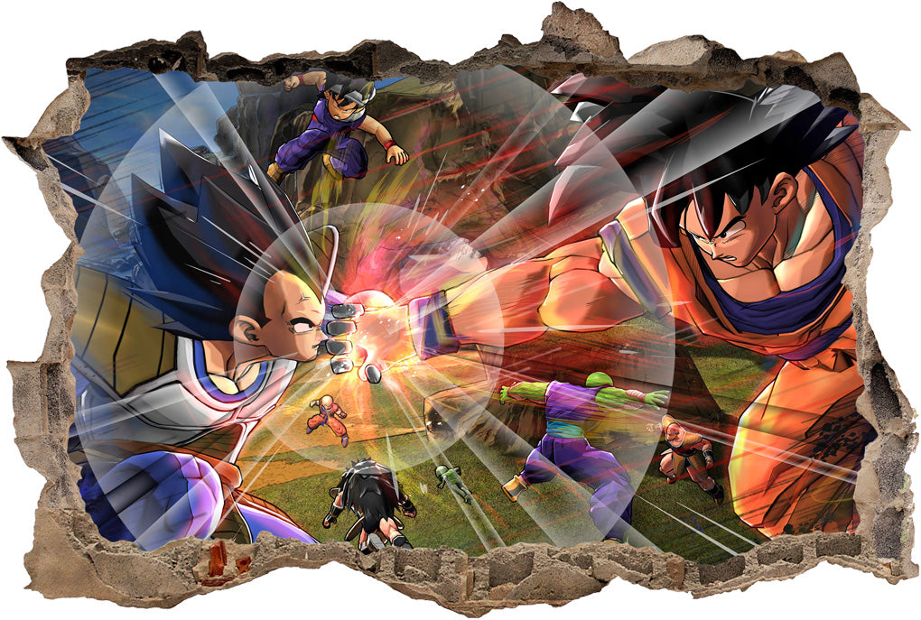 Dragon Ball Z Goku VS végéta 3D brisé cassé autocollant mural autocollant H188
