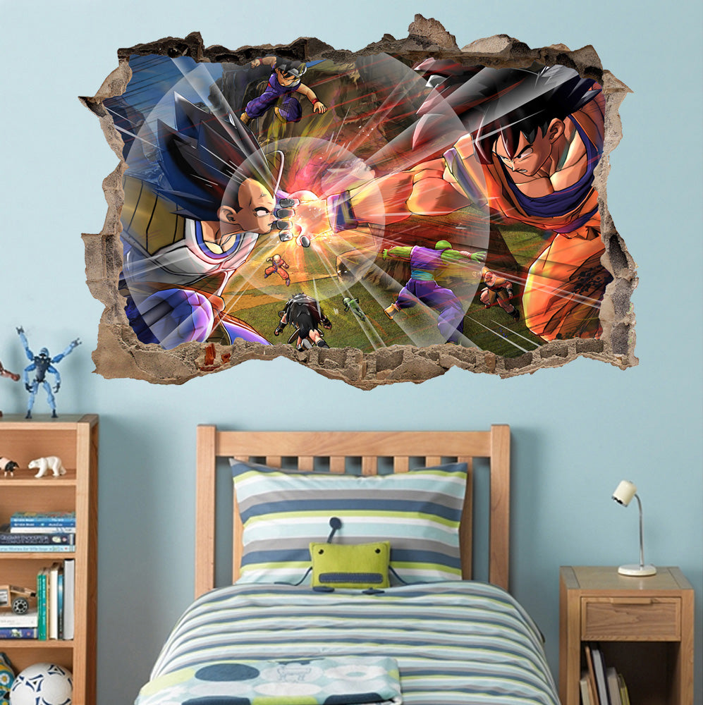 Dragon Ball Z Goku VS végéta 3D brisé cassé autocollant mural autocollant H188