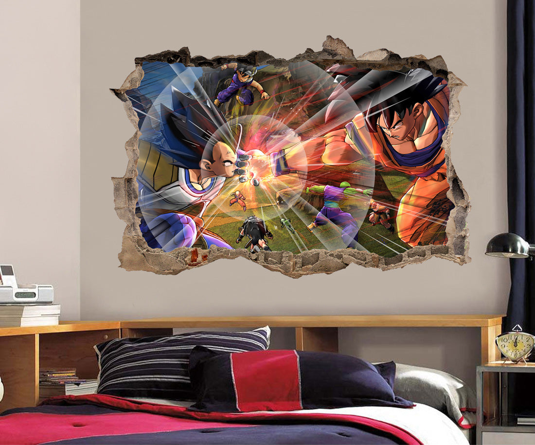 Dragon Ball Z Goku VS végéta 3D brisé cassé autocollant mural autocollant H188