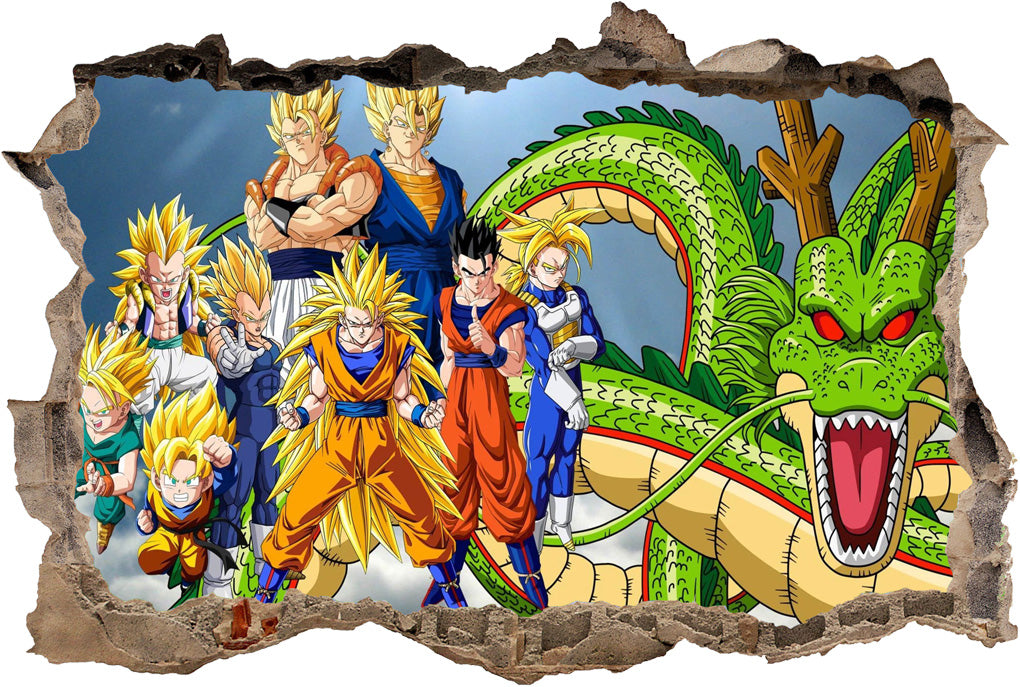 Dragon Ball Z personnages 3D brisé cassé autocollant mural autocollant H188