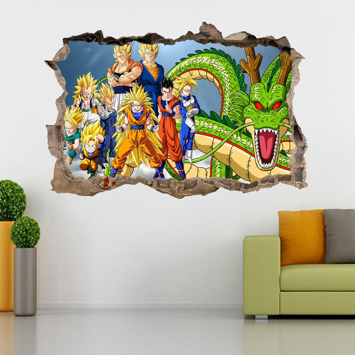 Dragon Ball Z personnages 3D brisé cassé autocollant mural autocollant H188