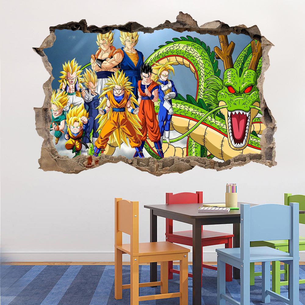 Dragon Ball Z personnages 3D brisé cassé autocollant mural autocollant H188