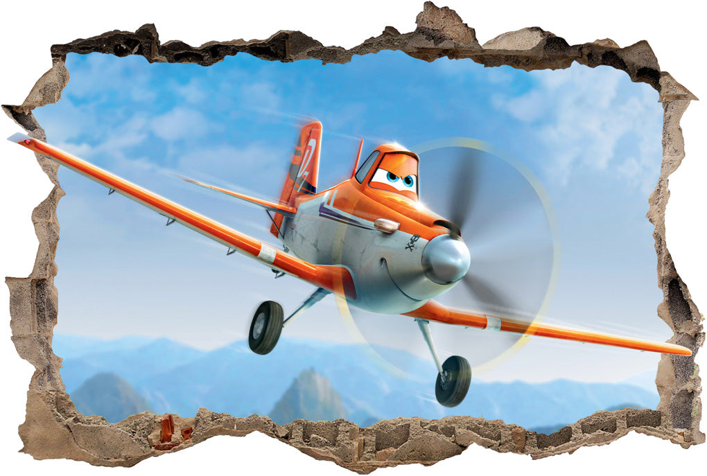 DUSTY Disney Planes 3D Smashed Broken Decal Wall Sticker H190