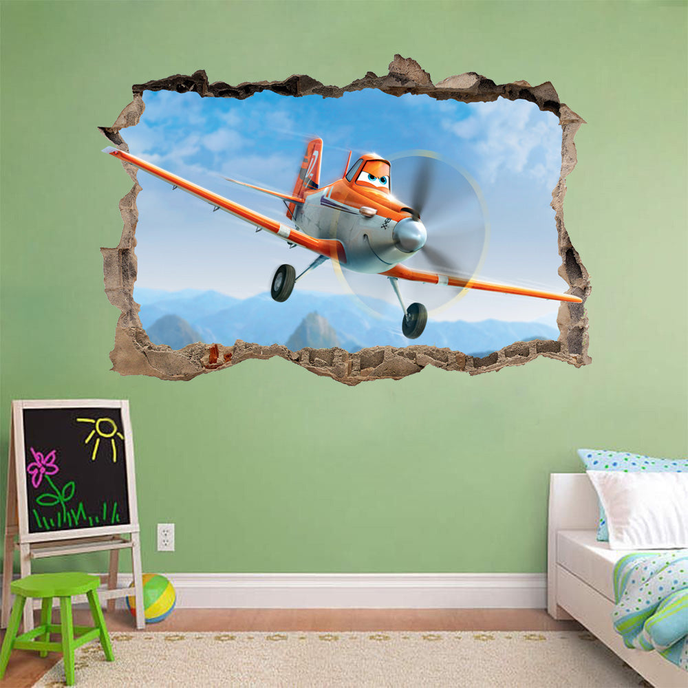 DUSTY Disney Planes 3D Smashed Broken Decal Wall Sticker H190