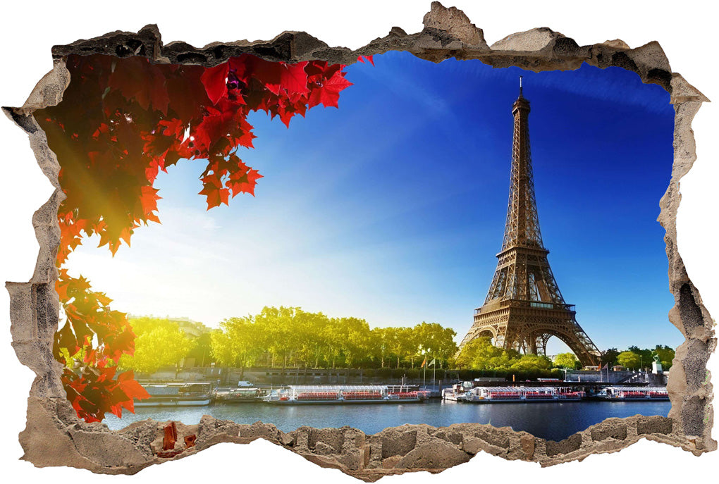 Eiffel Tower Paris 3D Smashed Broken Decal Wall Sticker H191