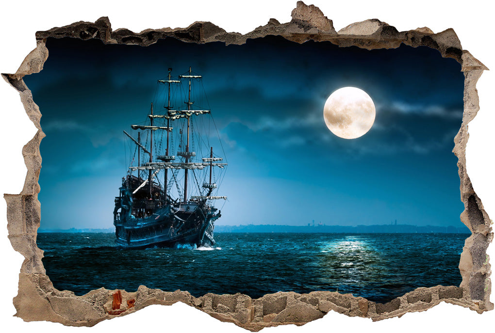 Pirate Ship 3D Smashed Broken Decal Wall Sticker