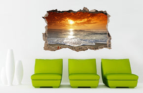 SUNSET BEACH 3D Smashed Broken Decal Wall Sticker