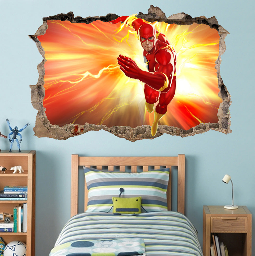 Super Hero Movie Characters 3D Smashed Broken Decal Wall Sticker 028