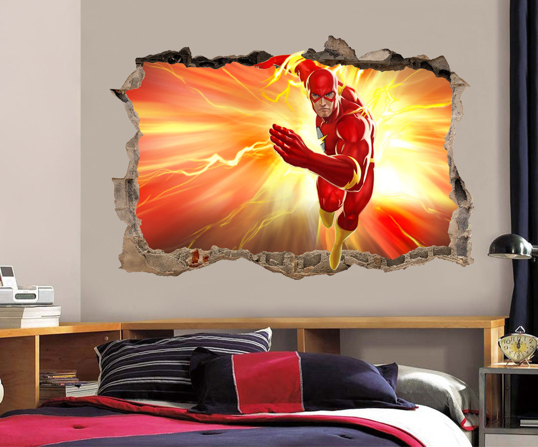 Super Hero Movie Characters 3D Smashed Broken Decal Wall Sticker 028