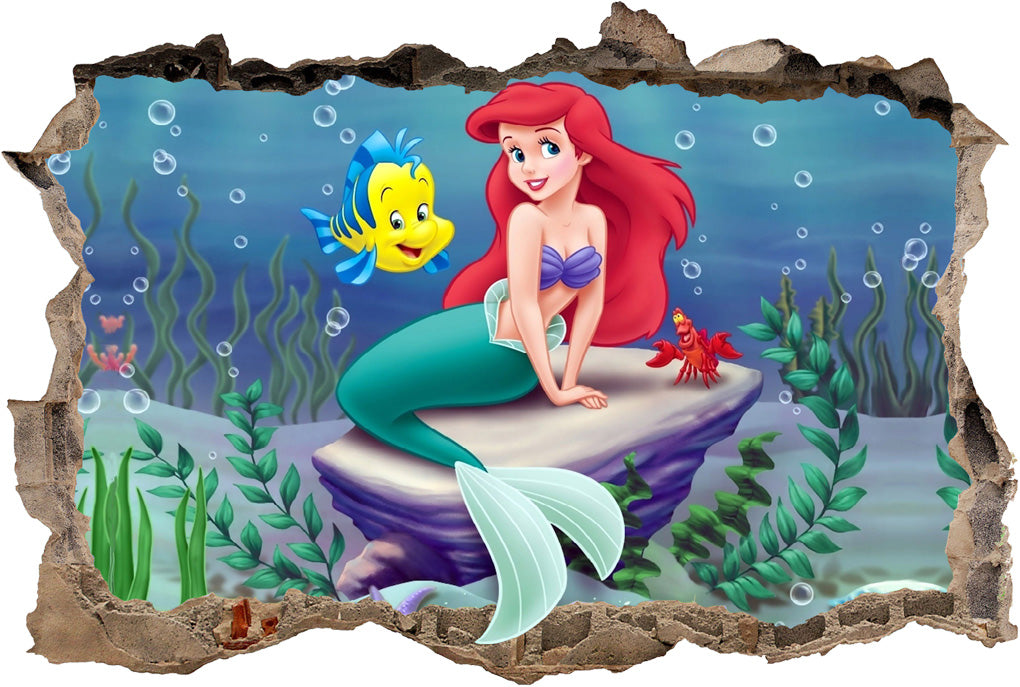The Little Mermaid 3D Smashed Broken Decal Wall Sticker H219