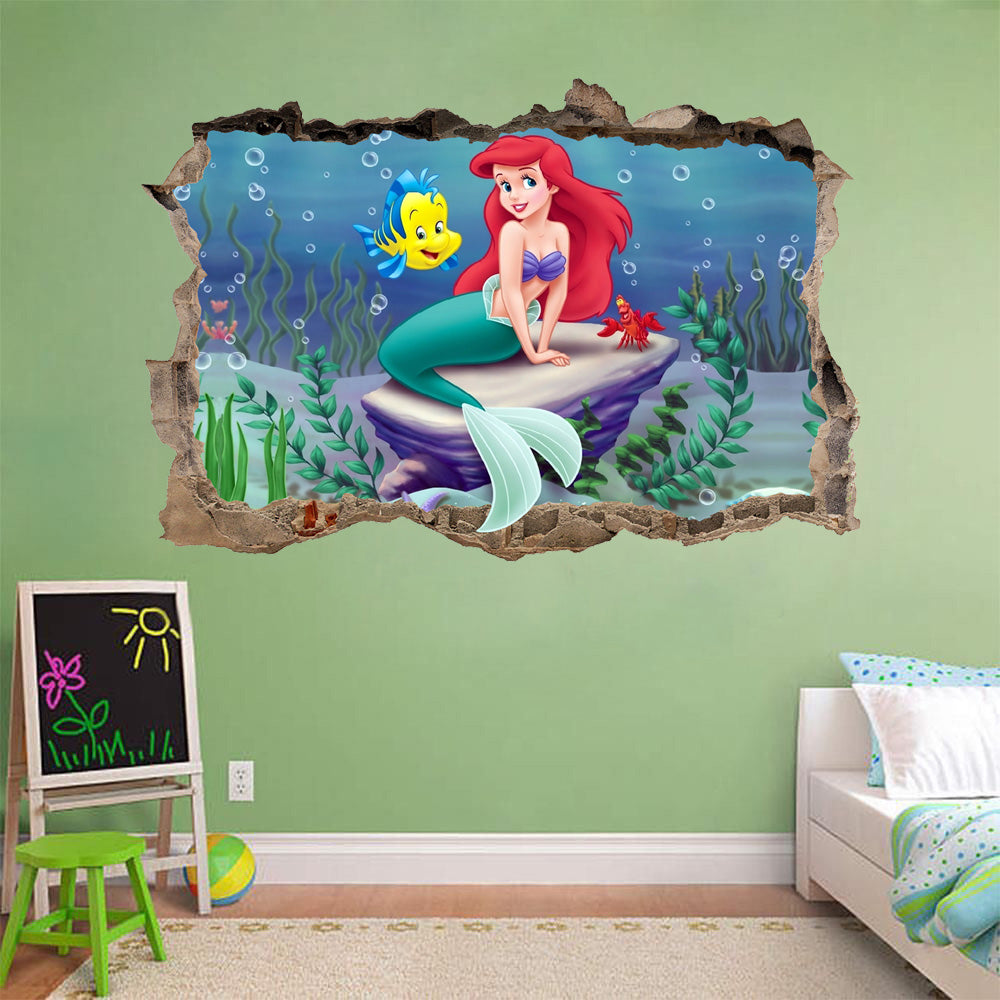 The Little Mermaid 3D Smashed Broken Decal Wall Sticker H219