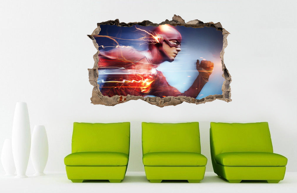 Super héros film personnages 3D brisé cassé sticker mural autocollant 022