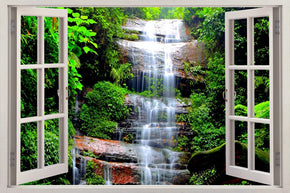 WATERFALL FOREST Dinosaur Fantasy 3D Window Wall Sticker Decal H242