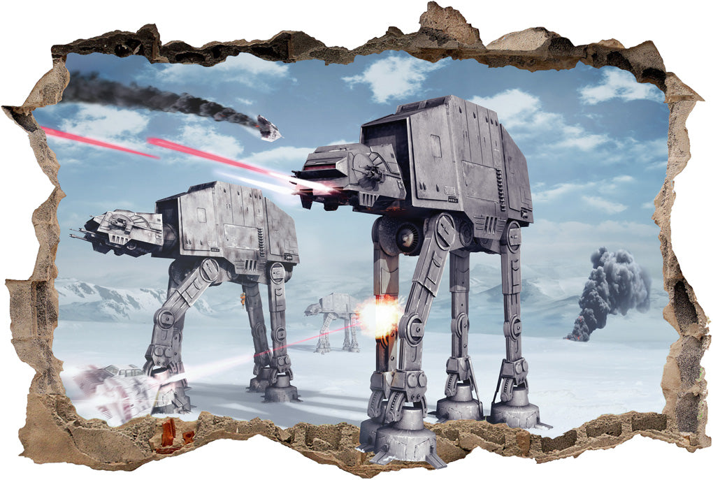 Star Wars Bataille de Hoth 3D Smashed Cassé Sticker Mural Autocollant H280