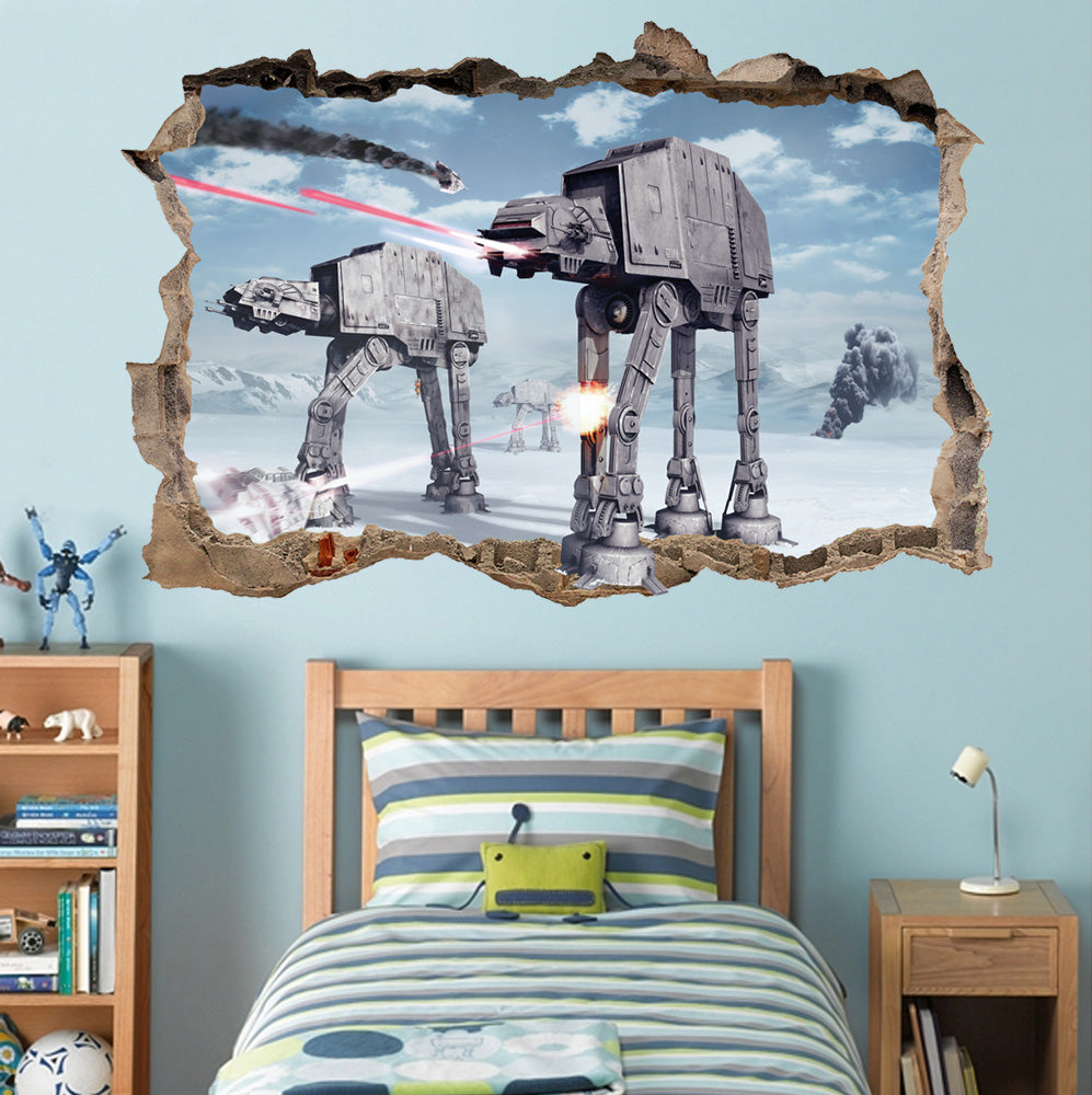 Star Wars Bataille de Hoth 3D Smashed Cassé Sticker Mural Autocollant H280