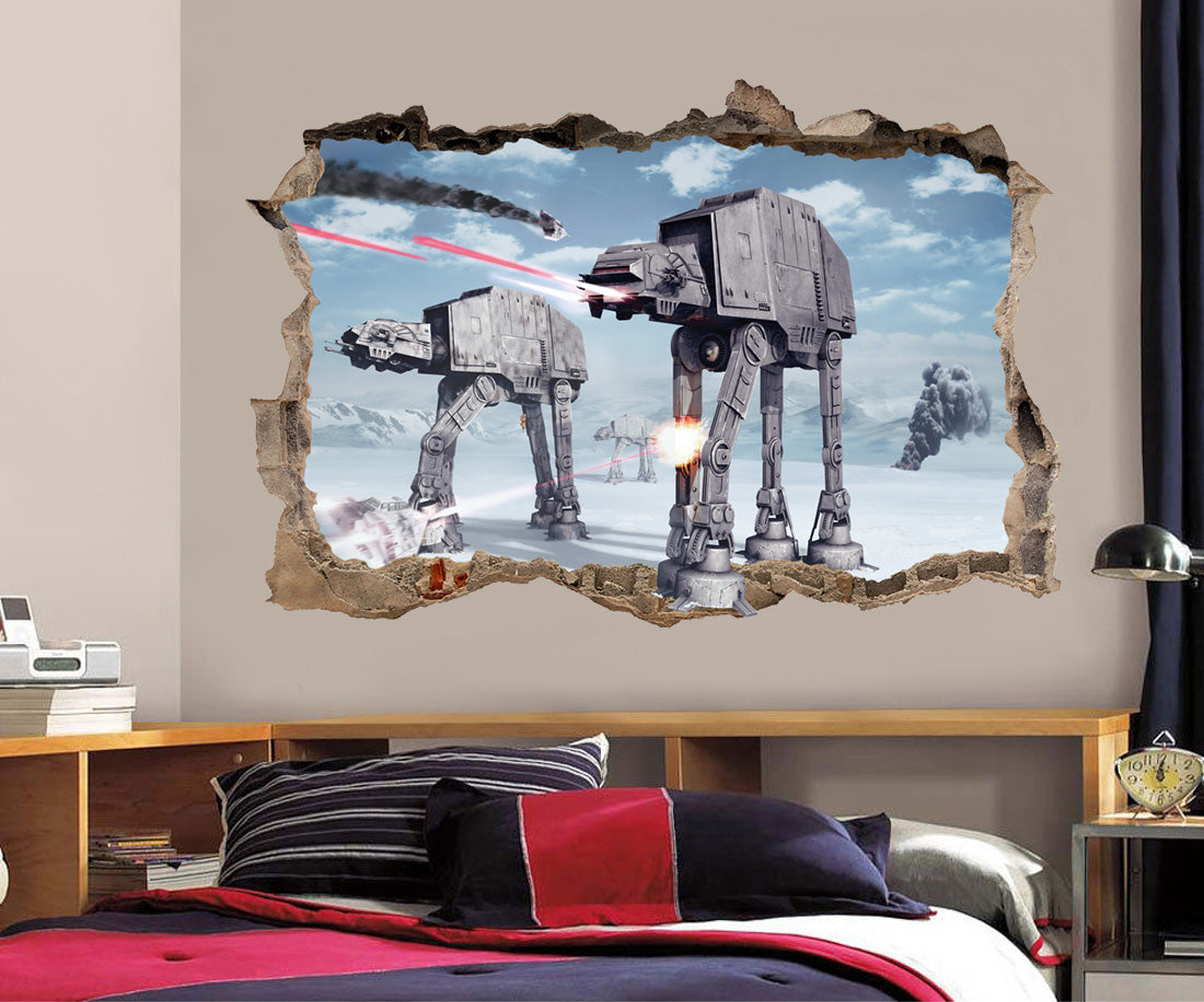 Star Wars Bataille de Hoth 3D Smashed Cassé Sticker Mural Autocollant H280