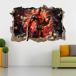 Super Hero Movie Characters 3D Smashed Broken Decal Wall Sticker 018