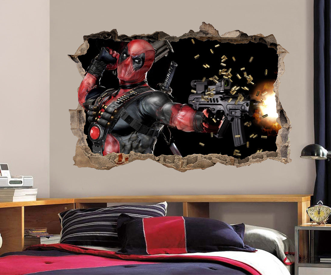 Deadpool 3D Smashed Broken Decal Wall Sticker 020 Deadpool 3D Smashed Broken Decal Wall Sticker 020 Deadpool 3D Smashed Broken Decal Wall Sticker 020 Deadpool