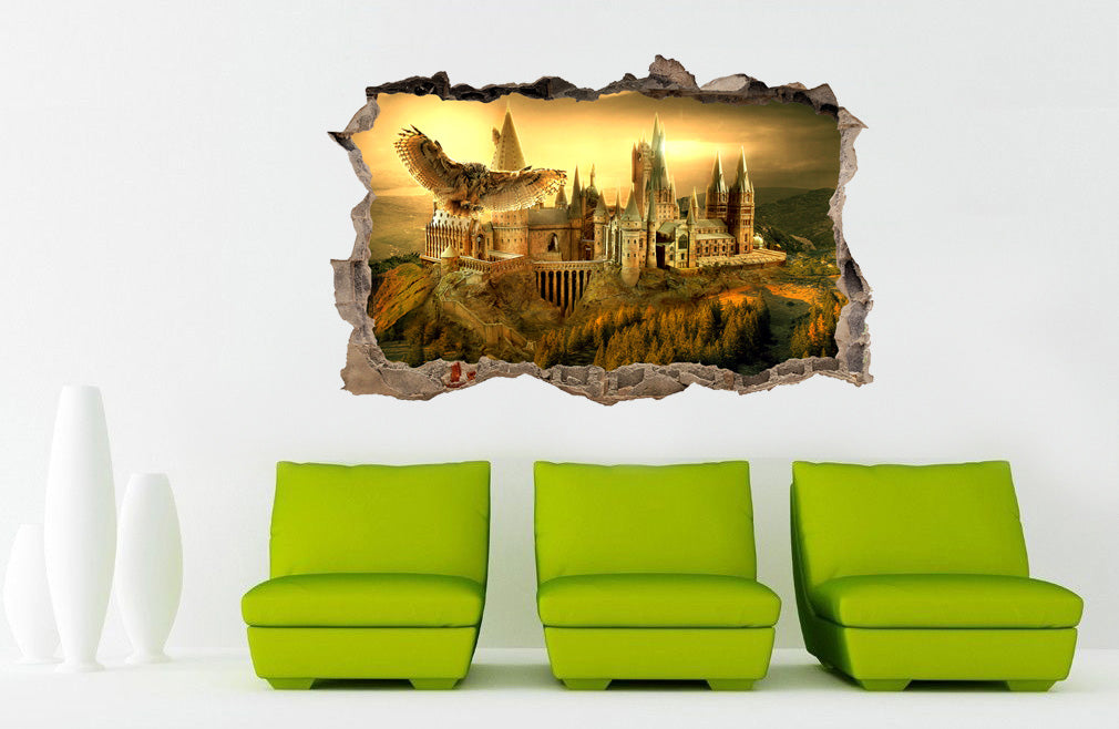 Harry Potter Hogwarts Castle 3D Smashed Broken Decal Wall Sticker H326