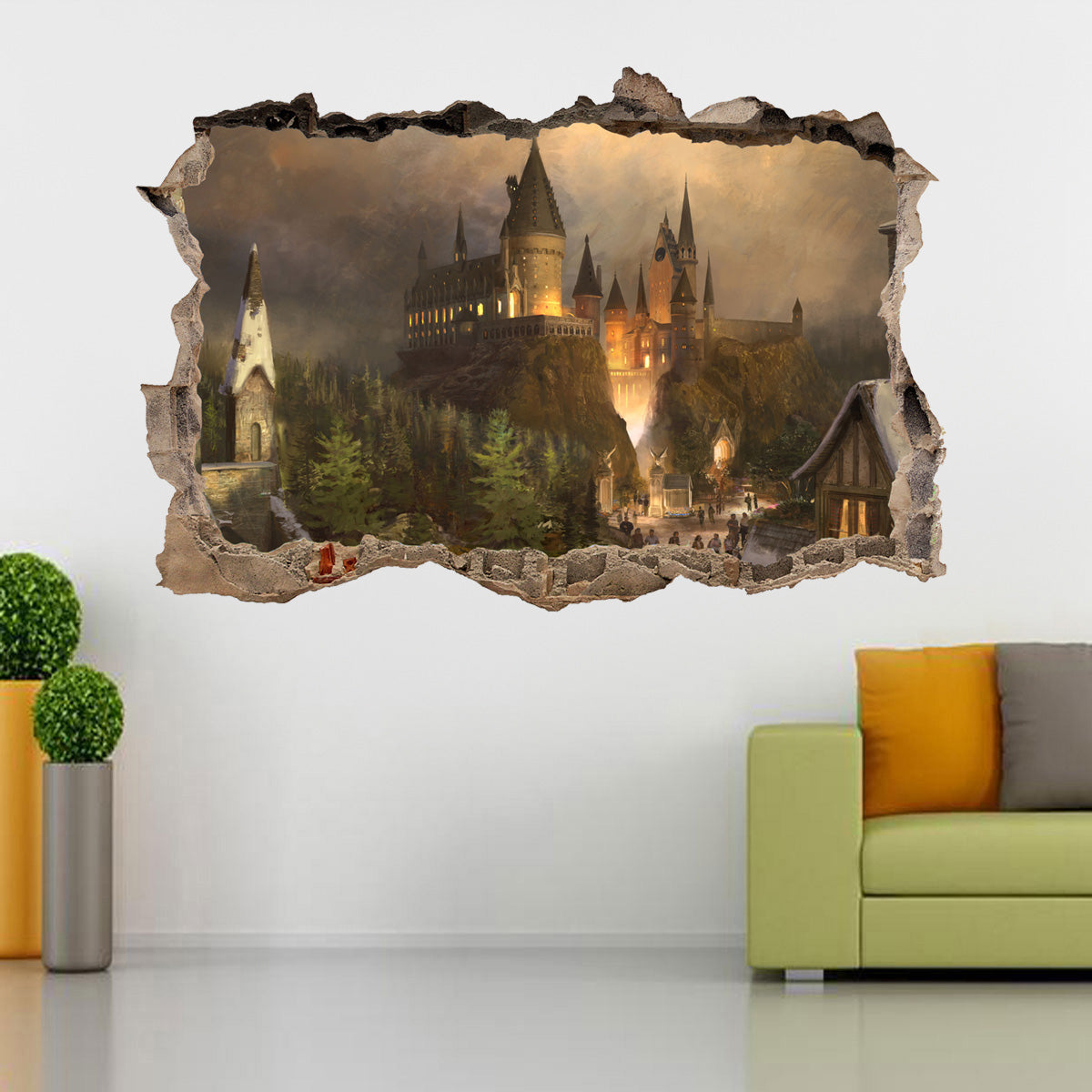 Harry Potter Hogwarts Castle 3D Smashed Broken Decal Wall Sticker H327