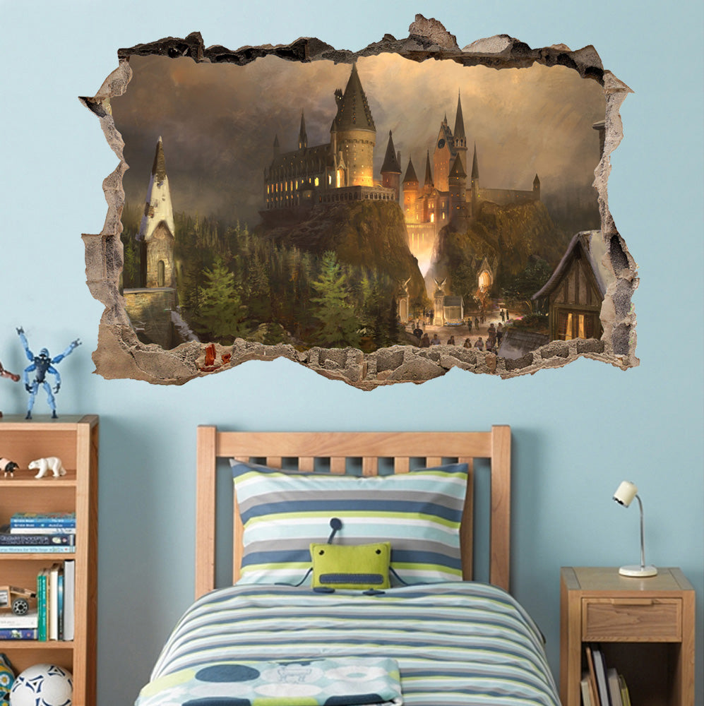 Harry Potter Hogwarts Castle 3D Smashed Broken Decal Wall Sticker H327