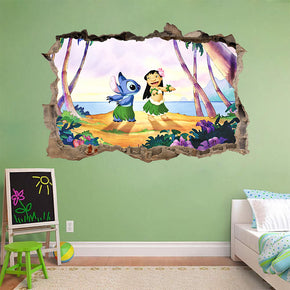 Lilo & Stitch 3D Smashed Broken Decal Wall Sticker H380