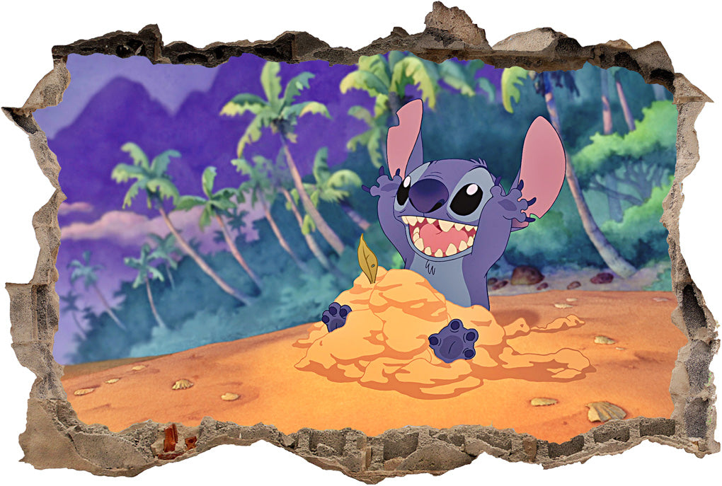 Lilo & Stitch 3D Smashed Broken Decal Wall Sticker H381
