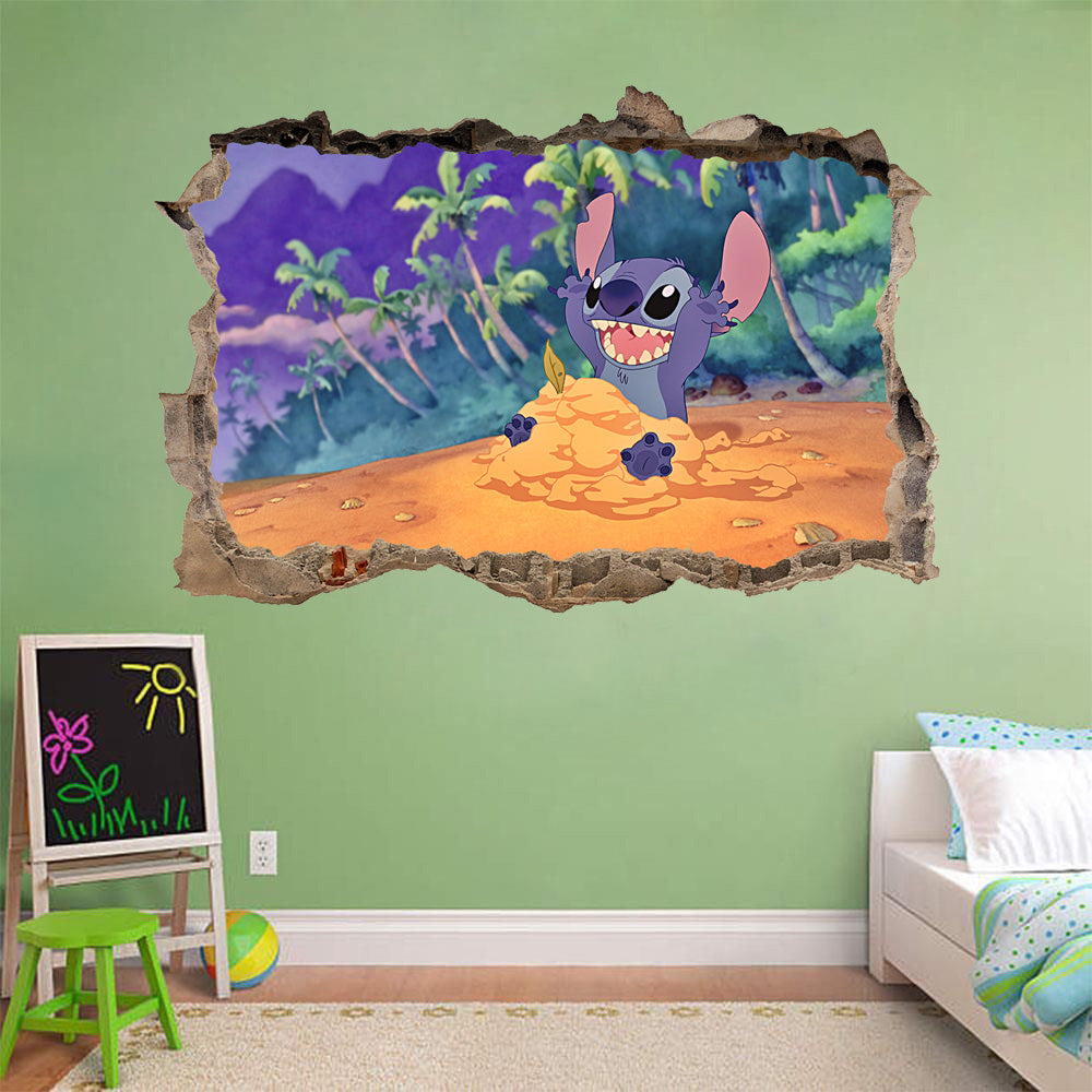 Lilo & Stitch 3D Smashed Broken Decal Wall Sticker H381