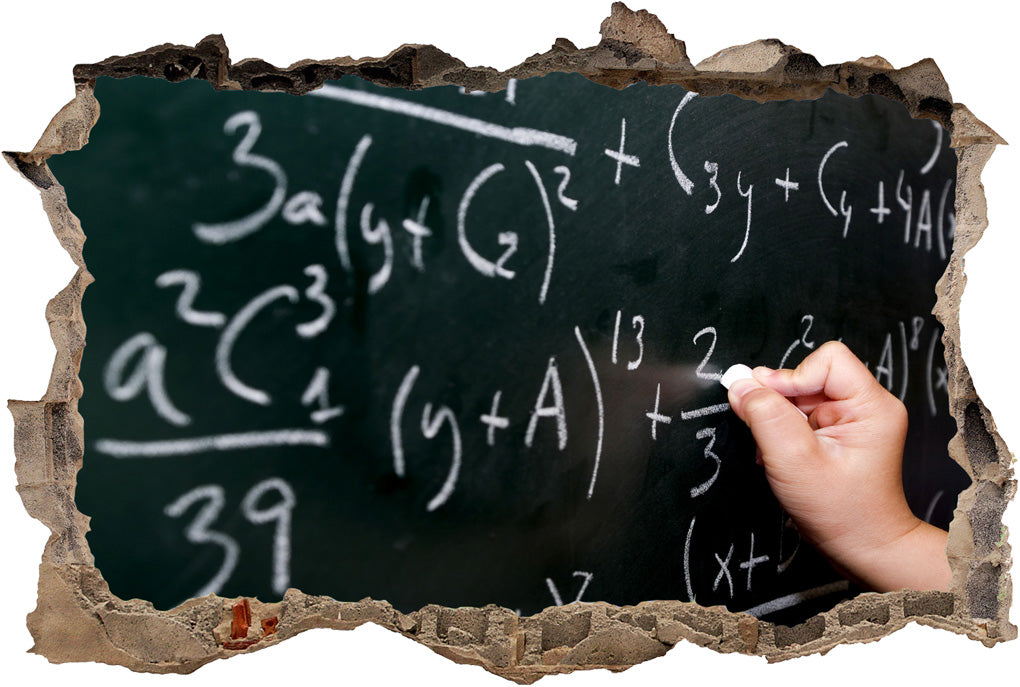 Math Chalkboard School 3D Smashed Broken Decal Wall Sticker