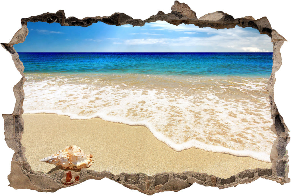 Exotic Beach 3D Smashed Broken Decal Wall Sticker