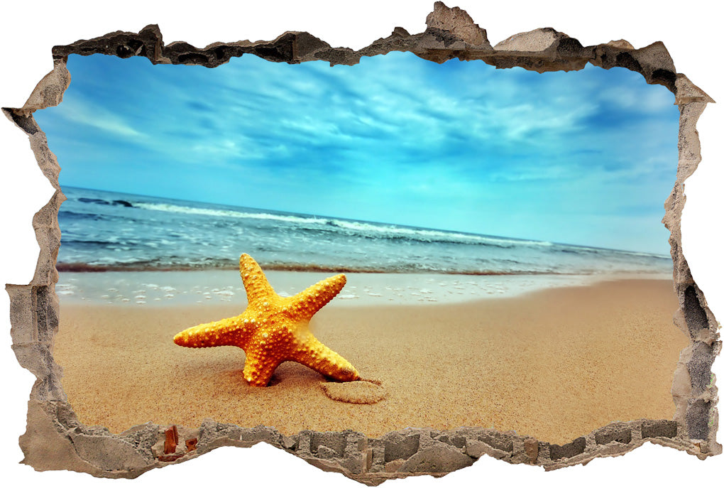 Exotic Beach 3D Smashed Broken Decal Wall Sticker